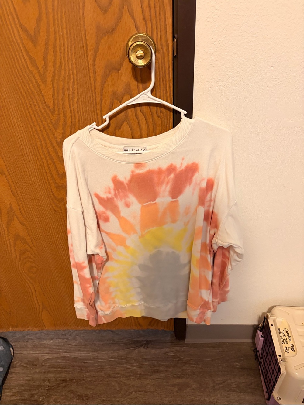 Wildfox White Tie-Dye Long Sleeve Top